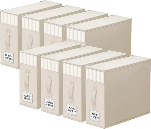 Miniatura 15 de StorageTastic Paquete de 4 Organizadores de Armario para Sábanas y Almacenamiento, Contenedores de Almacenamiento Plegables Resistentes con Ventana