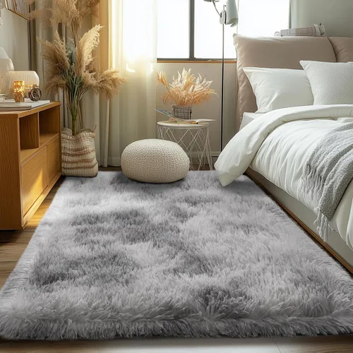 Miniatura 33 de Zentavio Alfombras de área para sala de estar, alfombras grises para dormitorio, alfombra de 4 x 6, alfombra mullida, peluda y suave, shag estética