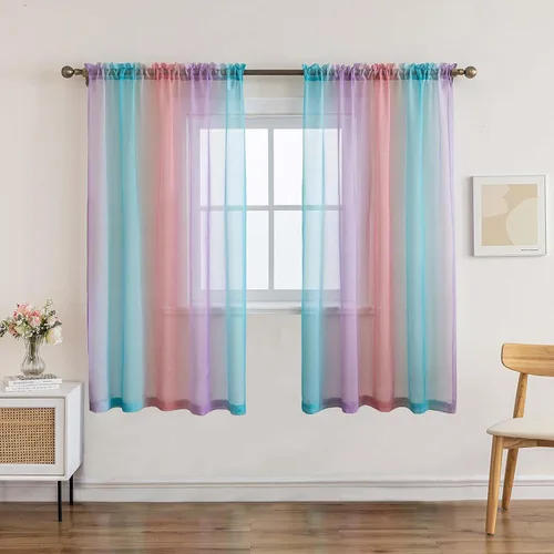 Miniatura 15 de Anytime Paneles de Cortinas Transparentes Arcoíris para Sala de Estar Elegantes Juegos de Tratamiento de Ventanas Translúcidas Filtrantes de Luz