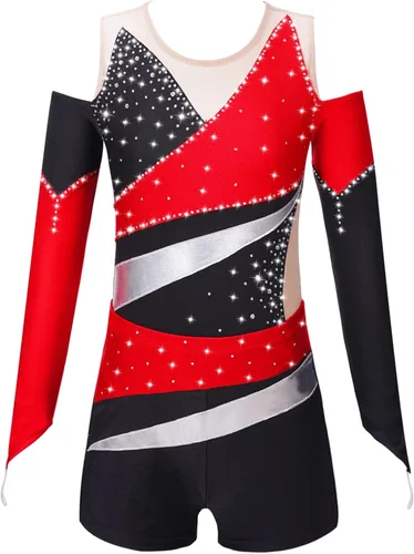 iiniim Leotardo de manga larga para niñas con pantalones cortos atléticos, trajes para ballet, gimnasia, ciclista, ropa deportiva