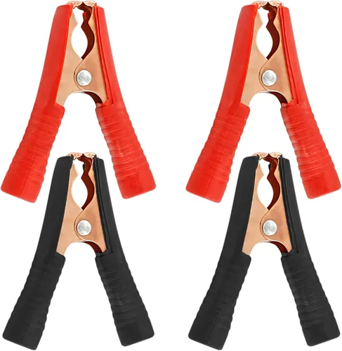 Miniatura 9 de 10 Piezas Pinzas de Cocodrilo Aisladas de 50A, Abrazaderas Eléctricas de Cocodrilo para Trabajo Pesado, Cable de Repuesto de Batería, Clips