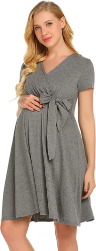 Miniatura 2 de Ekouaer Vestido de maternidad para mujer, con lazo frontal, para fiesta o uso casual