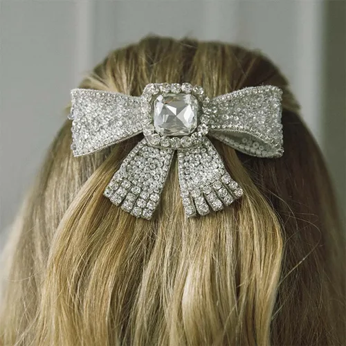 Pinzas para el cabello con lazo de cristal, peine y pasador, joyería para el cabello con diamantes de imitación para boda, novia, accesorios