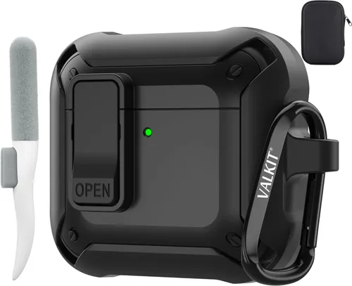 Miniatura 22 de Valkit Funda para Airpods para hombres con cerradura, funda de cuerpo completo con llavero para AirPods de Apple a prueba de golpes, funda