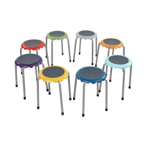 Miniatura 11 de ECR4Kids Daisy Taburete apilable con juego de asientos deslizantes, asientos flexibles, surtido, 8 piezas Turquesa
