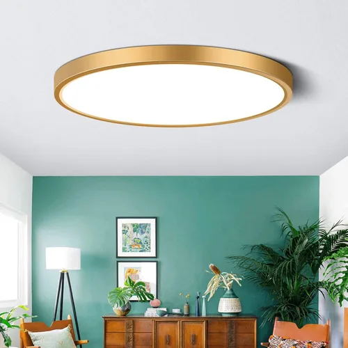 Lámpara de techo LED dorada de 9 pulgadas, luz diurna blanca de 5000 K, luz de techo LED de bajo perfil, 18 W, 1800 lm, lámpara de techo plana Luz