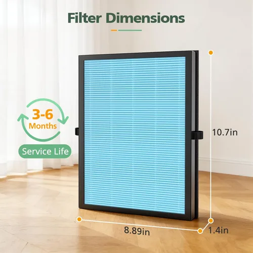 Miniatura 7 de Paquete de 2 filtros de aire MK-04 compatibles con purificador de aire MK-04 MG04JH, filtro HEPA de 4 etapas de repuesto para caspa de mascotas