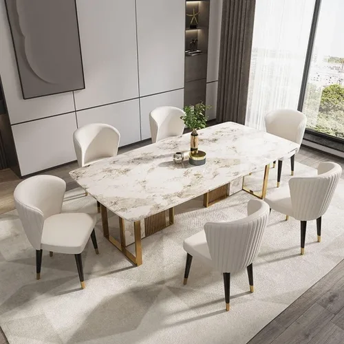 Miniatura 4 de Juego de 6 sillas de comedor de cuero de microfibra artificial, sillas de cocina con patas de madera maciza para habitación, cocina, sala de estar