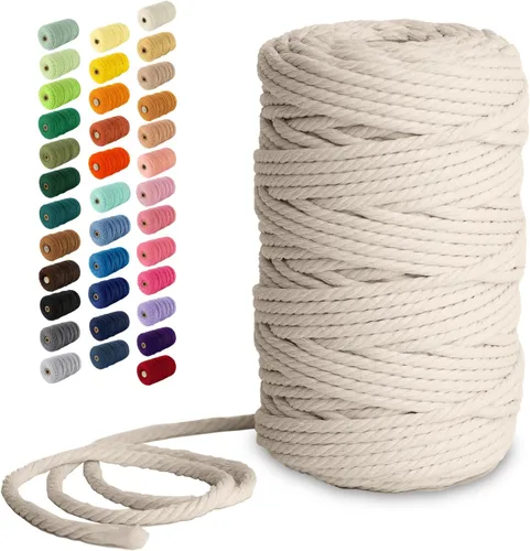 Miniatura 128 de Nook Theory - Cuerda de macramé de 3 mm, 220 yardas de cuerda de algodón, hilo de 4 mm y 5 mm, cuerda para manualidades, perfecta para colgantes