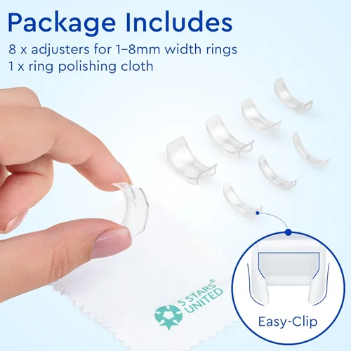 Miniatura 3 de Ajustador de tamaño de anillo para anillos sueltos - Se ajusta a bandas planas de hasta 8 mm, paquete de 8 protectores de enganche fácil