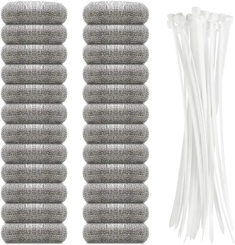 24 trampas de pelusa de acero inoxidable para lavadora, trampas para pelusas, filtro de manguera de lavado de malla con 24 bridas para cables