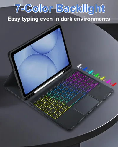 Miniatura 8 de MePadKey Funda de teclado con panel táctil para Samsung Galaxy Tab A11 Plus/A9 Plus 2025/2023 de 11 pulgadas, retroiluminación de 7 colores, teclado