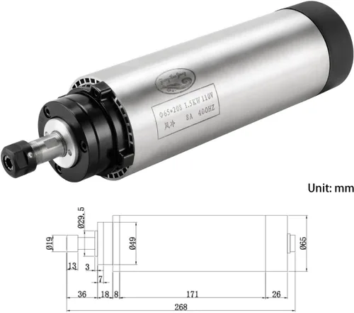 Miniatura 6 de Motor CNC de husillo CNC 110V 1.5KW Motor de husillo refrigerado por aire 2.559 in 4 rodamientos 24000RPM 400HZ para máquina de enrutador CNC