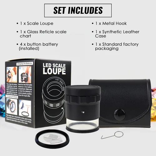 Miniatura 9 de Jewelers - Lupa iluminada de 0.984 in con lupa enfocada en LED para gemas, óptica textil, bordado, placa de circuito, monedas, escala de retícula 1