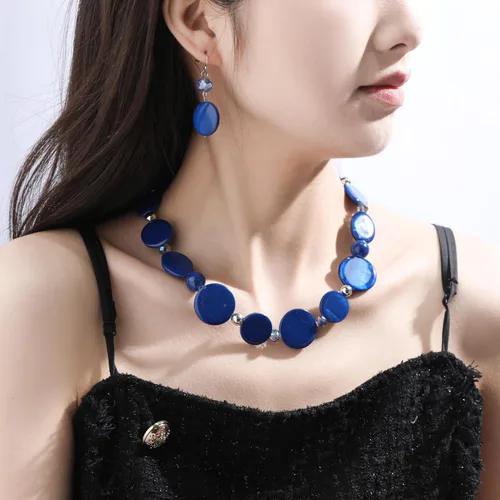 Miniatura 2 de Collar de cuentas gruesas, collar de concha colorida, juego de collar de moda para regalo de mujer