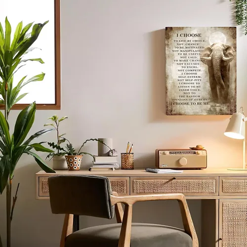 Miniatura 7 de Luslya Lienzo de elefante cristiano para pared, imagen motivacional de elefante, decoración de pared enmarcada, citas inspiradoras, pósteres
