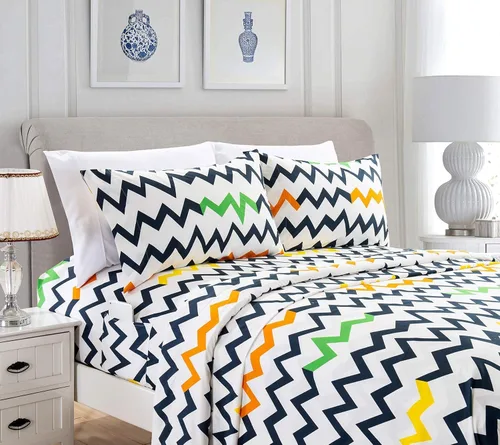 Miniatura 8 de Elegant Comfort Chevron Pattern Collection - Juego de sábanas de 4 piezas de bolsillo profundo de 1500 hilos, resistente a la decoloración
