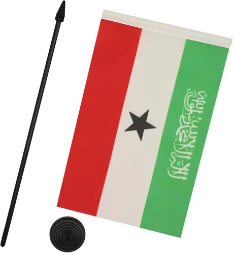 Miniatura 129 de AZ FLAG Sierra Leone Bandera de mesa 5'' x 8'' - Bandera de escritorio de Sierra Leona 21 x 14 cm - Bastón y base de plástico negro