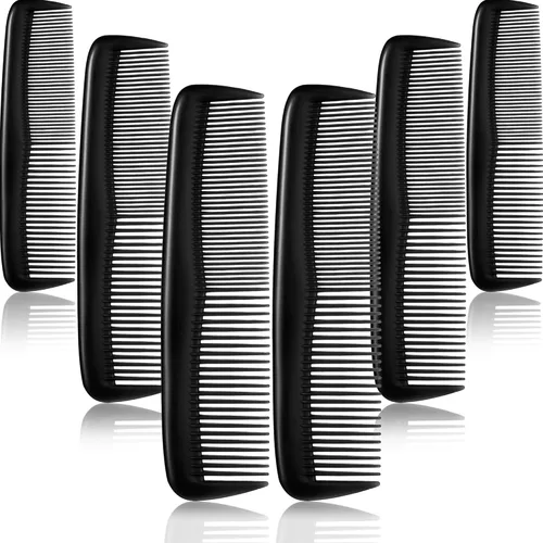 Leinuosen Juego de 12 peines de bolsillo de plástico de dientes finos para peinar el cabello para mujeres y hombres, Peines para el cabello (Negro)