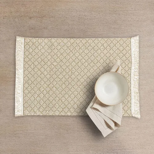 Miniatura 7 de Juego de 4 manteles individuales de algodón a cuadros de 19 x 13 pulgadas, manteles individuales rústicos rectangulares color beige, arpillera