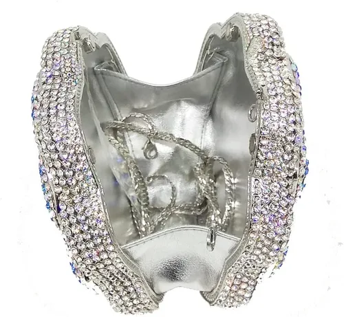 Miniatura 9 de Boutique De FGG Bolso de mano de cristal rosa para mujer, bolso de noche con flores, para boda, fiesta, graduación, novia, con diamantes