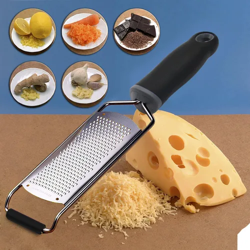 Miniatura 3 de Rallador de queso de acero inoxidable, mango suave ergonómico, limón, jengibre, patata con cubierta de plástico