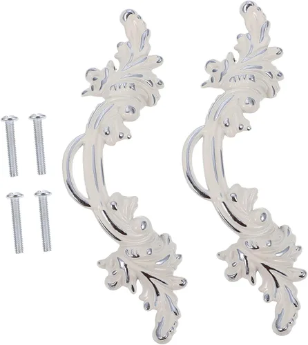 Cabilock Manijas de puerta de gabinete de cocina, abridor de cajones, aleación de zinc, estilo retro, 8205, color blanco cromado para armario, 2