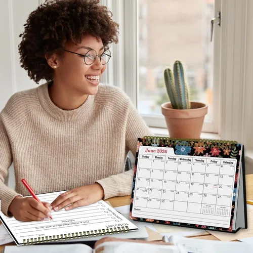 Miniatura 8 de Calendario de escritorio pequeño 2026-2027, calendario de escritorio 2026 de pie, de abril de 2026 a junio de 2027, 8 x 6 pulgadas, calendario