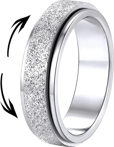 Supcare Anillos antiestrés para mujer de 4/6/0.315 in para la ansiedad, anillo de pulgar con chorro de arena, regalo para mujeres, talla 7-14 (con