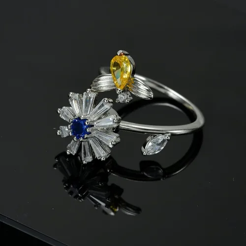 Miniatura 94 de Anillo de plata 925, anillos de plata ajustables para mujer, anillos de pulgar abiertos, anillos de circonio, anillos ajustables, anillos abiertos