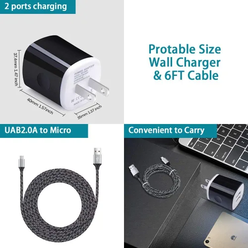 Miniatura 7 de Cubo de carga con cable micro USB, cable de carga rápida compatible con Samsung Galaxy S7/S6/Edge/Active S5 S4 Note 5/4, J7 J3 J2 A7 A10S A10 A6