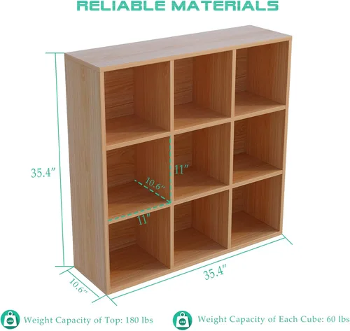 Miniatura 49 de OSCHF - Estantería de almacenamiento de 12 cubos, estantería de madera de 3 niveles con espacios abiertos para el hogar y la oficina, organizador