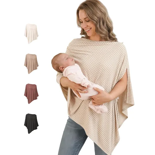 Konssy Rayon Made from Bamboo Nursing Cover for Breastfeeding, Buttery-Soft 360° Full Privacy Nursing Poncho, Breathable Stretchy Breastfeeding