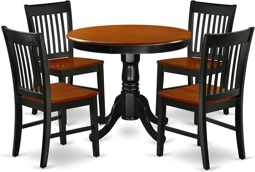 Miniatura 15 de East West Furniture ANNO3-OAK-C - Juego de mesa de cocina de 3 piezas para espacios pequeños contiene una mesa de comedor redonda con pedestal y 2