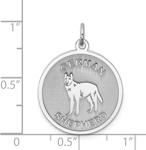 Miniatura 3 de Abalorio de plata de ley rodiada con diseño de disco de pastor alemán, 1.024in, 0.748in, estilo QC2686