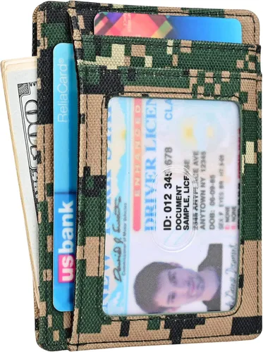 Miniatura 5 de Kinzd Cartera delgada y minimalista de cuero RFID con bolsillo frontal para hombre