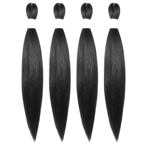 Miniatura 23 de Cabello trenzado preestirado de 10 pulgadas, 4 paquetes, extensiones de cabello corto para trenzas, cabello sintético preestirado #1 (negro azabache)