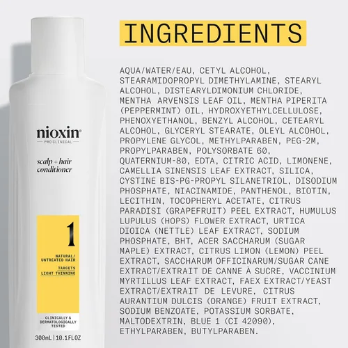 Miniatura 8 de Nioxin Sistema 1, acondicionador de terapia, con aceite de menta, trata el cuero cabelludo sensible y proporciona humedad, para cabello natural
