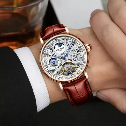 Miniatura 7 de IK COLOURING Relojes mecánicos para hombre, reloj de pulsera de esqueleto automático de lujo Tourbillon impermeable de cristal automático para hombre