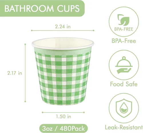 Miniatura 2 de LITOPAK Paquete de 480 vasos de papel de 3 onzas, vasos de baño desechables coloridos, tazas pequeñas para enjuague bucal para el hogar, baño
