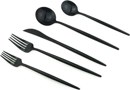 Miniatura 2 de Tenedor para tartas de 4 piezas, acero inoxidable 18/10, espejo de lujo, pulido, negro, colorido, tenedor, postre, cubiertos, cubiertos
