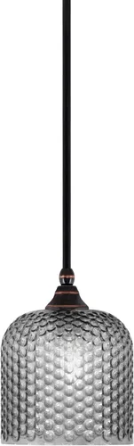 Miniatura 187 de Toltec Lighting Tallo Colgado Mini colgante, acabado de cobre negro, 3.5" cuadrado humo burbuja vidrio