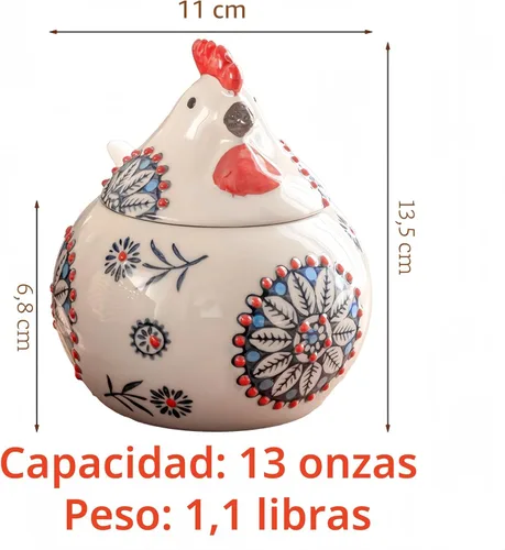 Miniatura 4 de Salero de Cerámica con Tapa y Cuchara, Tarro Grande de Sal con Forma de Pollo de 13 OZ, Porta Sal para Encimera, Café, Azúcar, Especias y Dulces