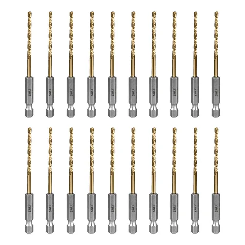 Miniatura 7 de Juego de brocas de cobalto SALI, paquete de 20 piezas de 5/64 pulgadas de acero de alta velocidad con vástago hexagonal brocas Jobber, para madera