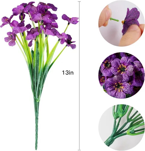 Miniatura 33 de AmyHomie 16 paquetes de flores artificiales de eucalipto negro para exteriores, resistentes a los rayos UV, flores sintéticas que no se decoloran