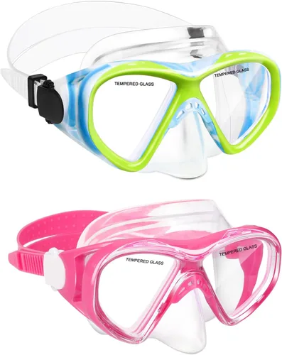 Miniatura 15 de ACQCES Gafas de natación para niños, máscara de buceo para niños y niñas de 5 a 15 años, gafas de natación antivaho de dos colores con cubierta