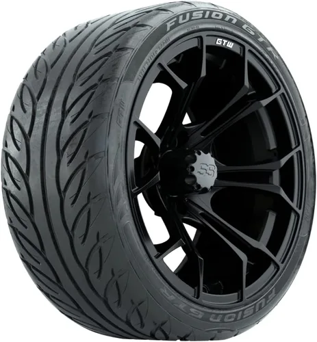 Miniatura 8 de GTW Combo de ruedas y neumáticos para carrito de golf de 15 pulgadas Ruedas Spyder azul/negro en neumáticos Fusion GTR Street 215/40-R15 (22")