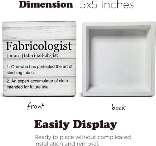 Miniatura 2 de Dumyum Caja de Signo de Madera Definición de Fabricologist Regalos para Amantes de la Costura Dumyum Signo Decorativo de Madera para Escritorio