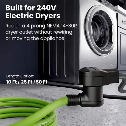 Miniatura 2 de GEARit Cable de extensión para secadora de 30 amperios, cable de extensión NEMA 14-30 de 4 puntas, NEMA 14-30P a 14-30R, 125/250 V resistente 10/4