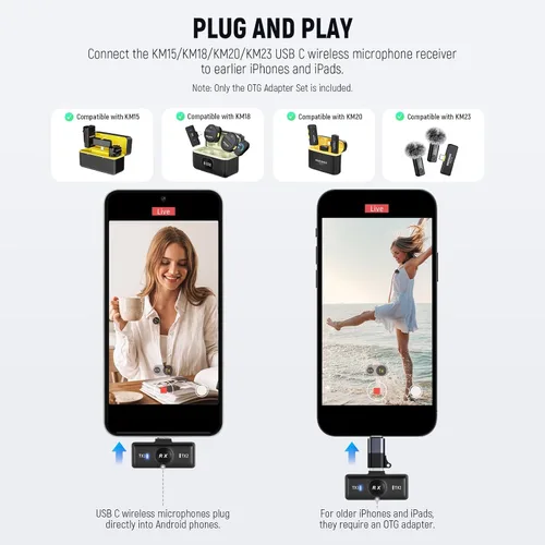 Miniatura 3 de NEEWER Juego de 2 adaptadores USB C a iOS OTG, USB tipo C (hembra) a iOS (macho) compatible con iPhone 14, 13, 12, 11 X, iPad tipo C, micrófono